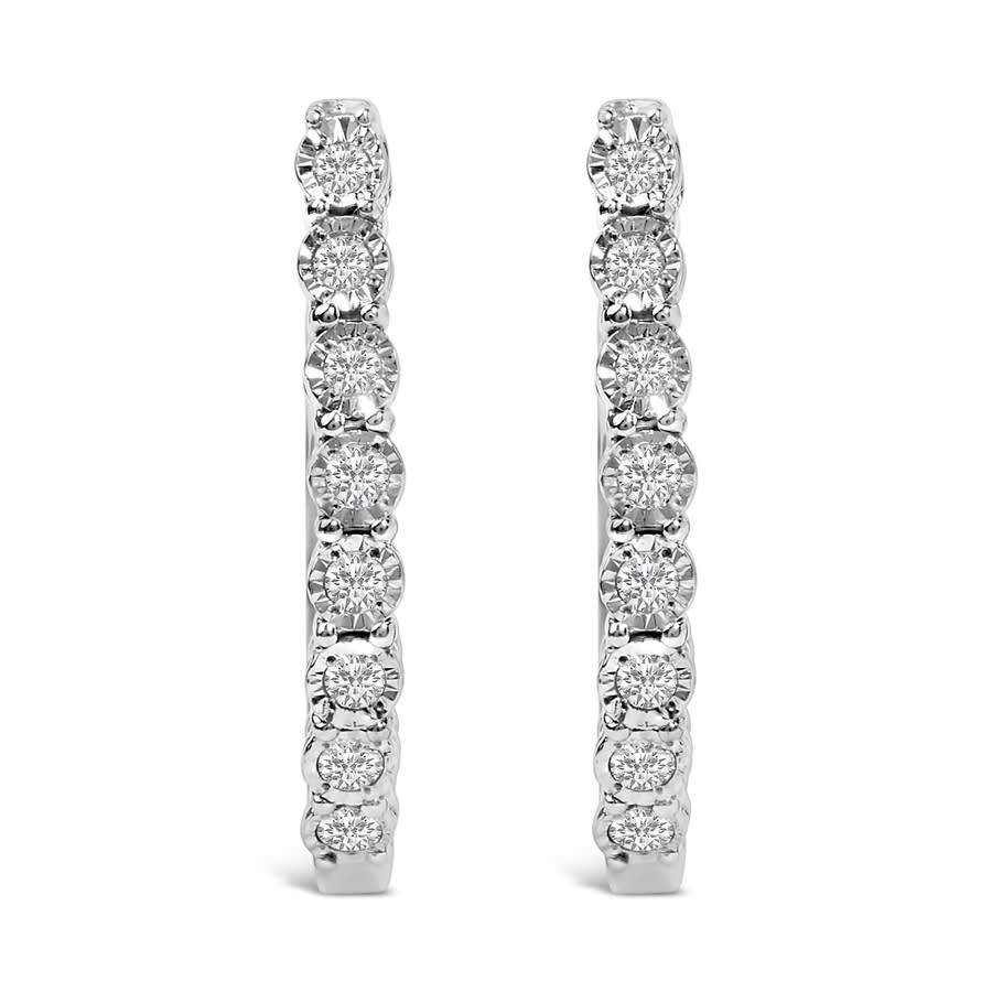 Haus Of Brilliance .925 Sterling Silver 1/2 Cttw 7 Stone Diamond Hoop Earrings In White