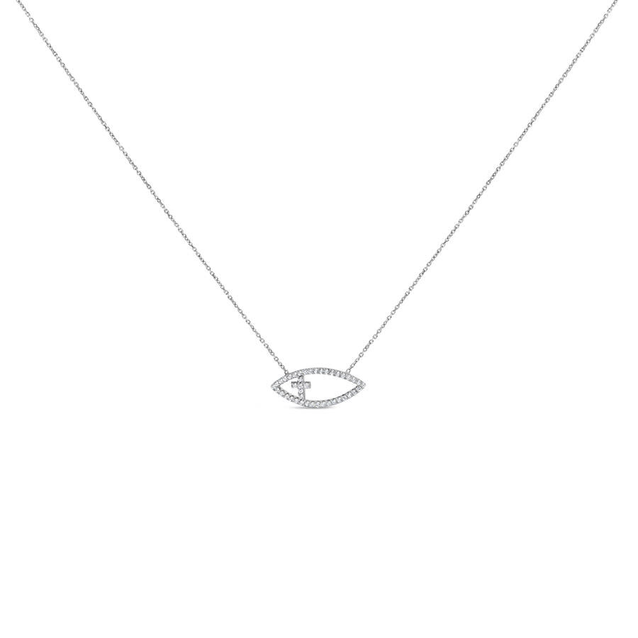 Haus Of Brilliance .925 Sterling Silver 1/2 Cttw Diamond Cross And Evil Eye Pendant Necklace In White