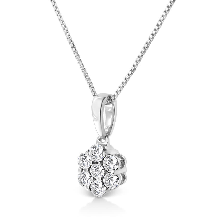 Haus Of Brilliance .925 Sterling Silver 1/2 Cttw Lab-grown Diamond 7 Stone Floral Cluster 18" Pendan In White