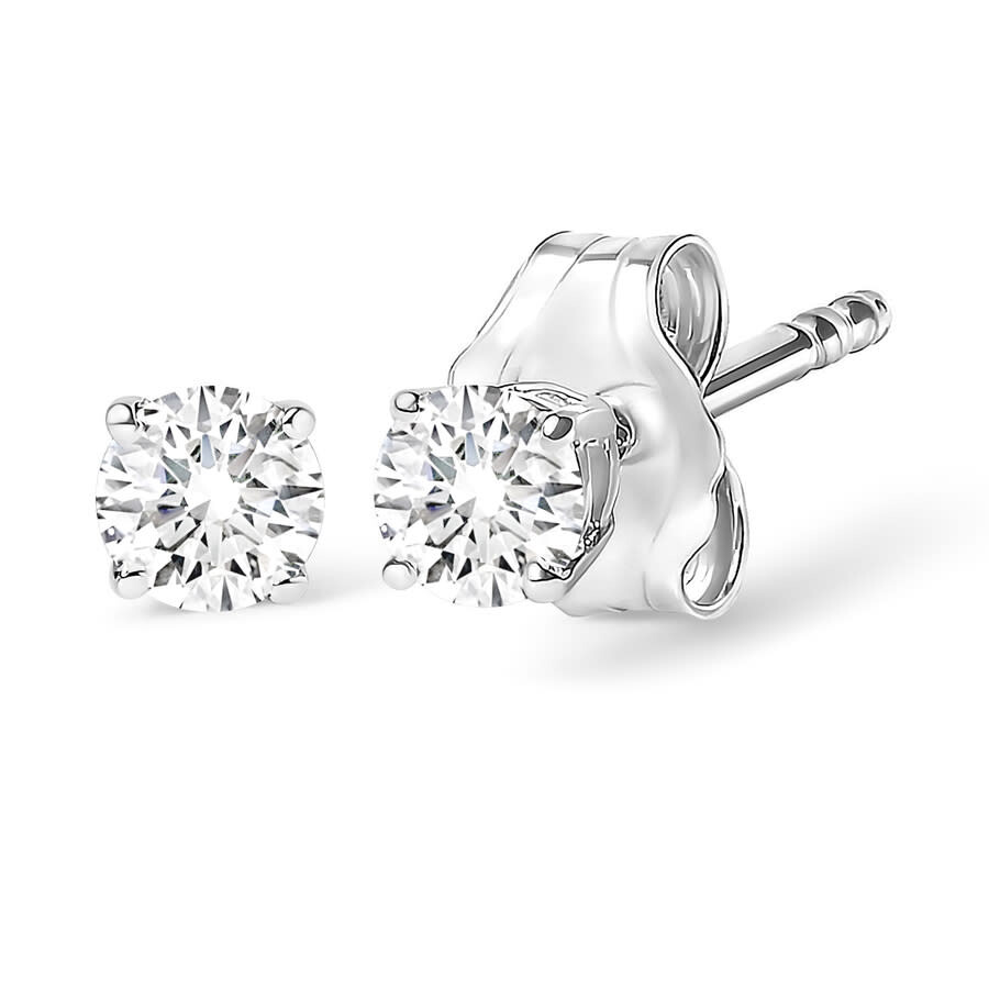 Haus Of Brilliance .925 Sterling Silver Silver Round Lab Grown Diamond Classic 4-prong Solitaire Stud Earrings In White