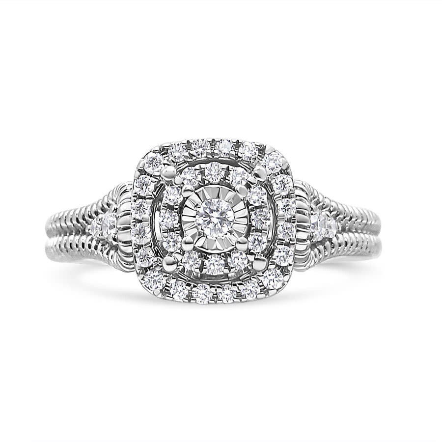 Haus Of Brilliance .925 Sterling Silver 1/3 Cttw Miracle Set Round-cut Diamond Cocktail Ring (h-i Co In White