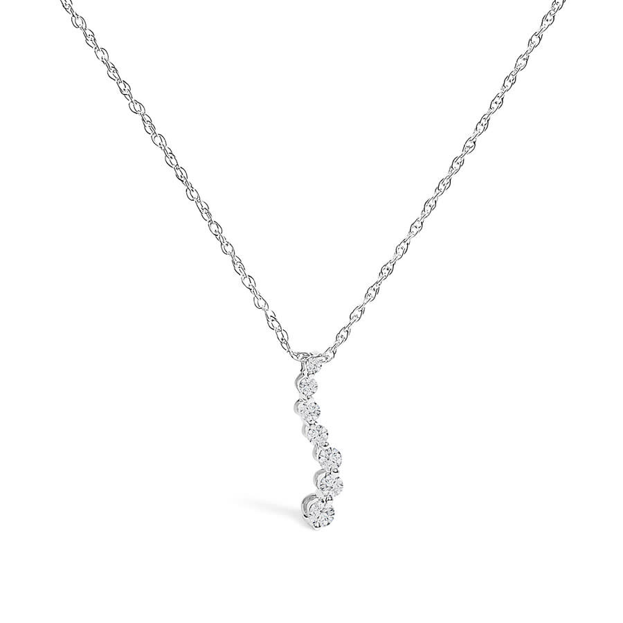Haus Of Brilliance .925 Sterling Silver 1/4 Cttw Lab Grown Diamond Journey Pendant Necklace - 18" In In White