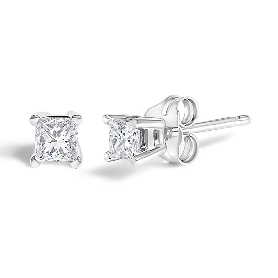 Haus Of Brilliance .925 Sterling Silver 1/4 Cttw Princess-cut Diamond Solitaire Stud Earrings (h-i C In White