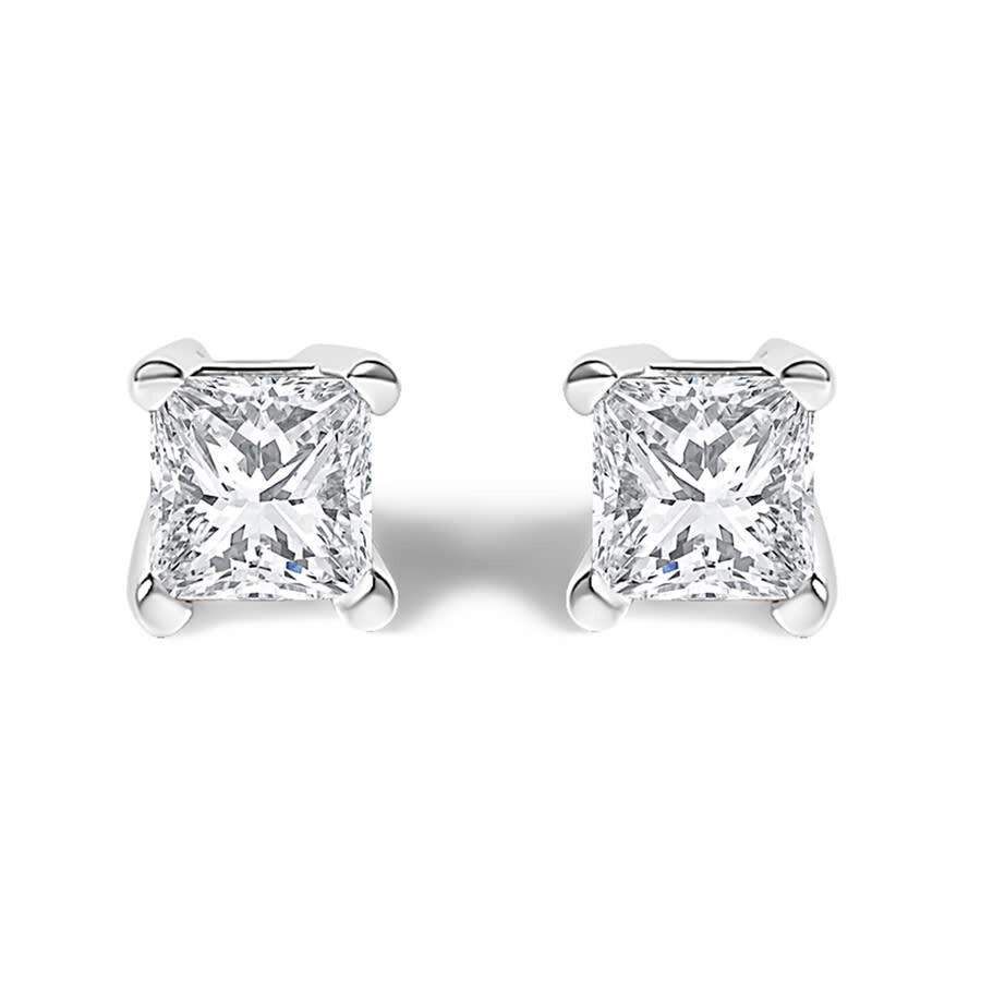 Haus Of Brilliance .925 Sterling Silver 1/4 Cttw Princess-cut Diamond Solitaire Stud Earrings (h-i C In White