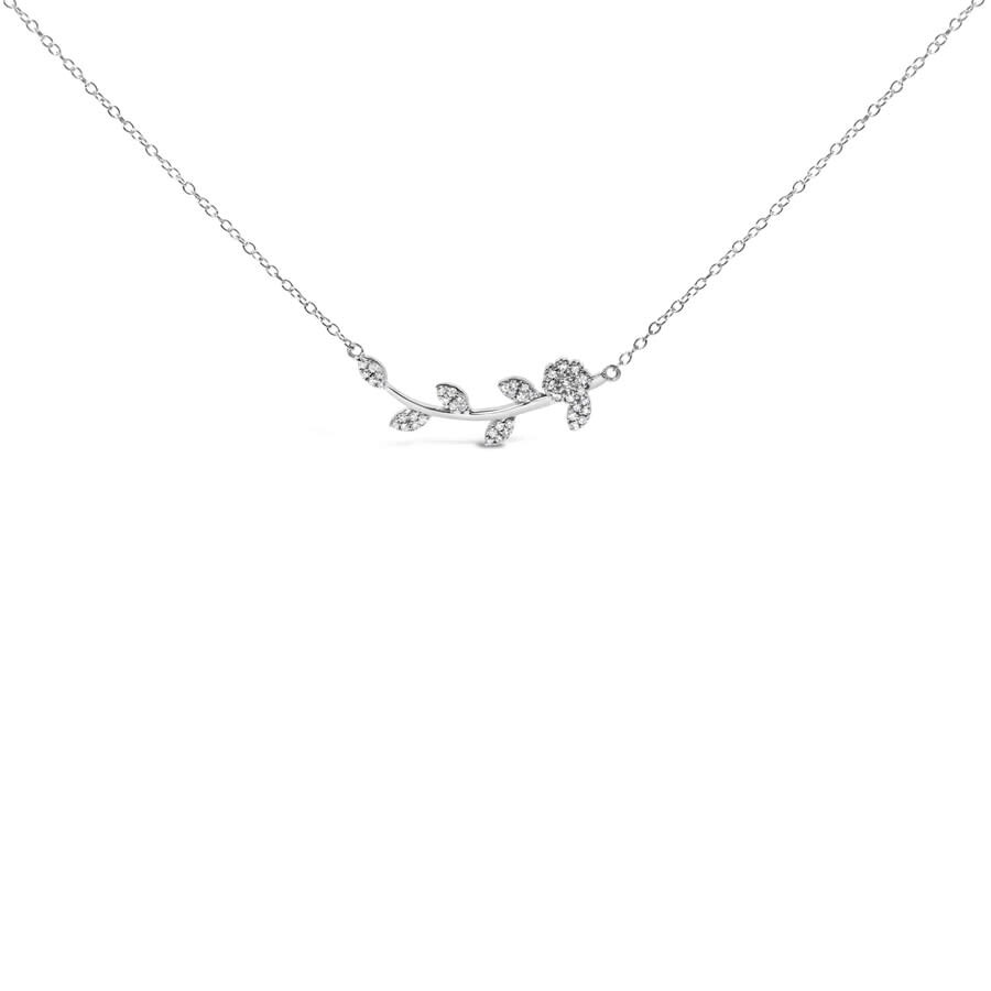 Haus Of Brilliance .925 Sterling Silver 1/5 Cttw Diamond Leaf And Branch Pendant Necklace -18" In White