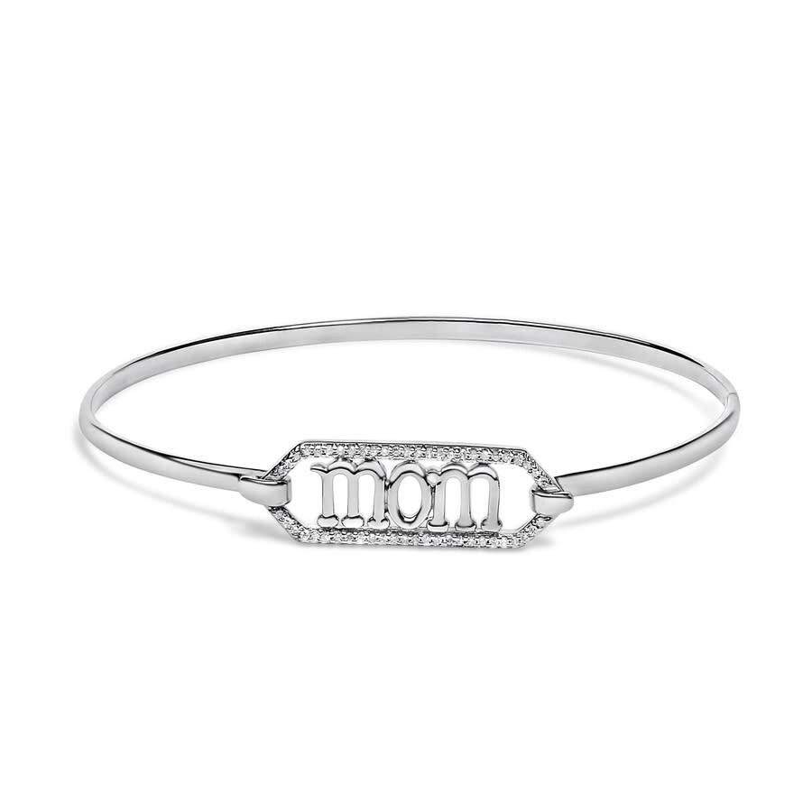 Haus Of Brilliance .925 Sterling Silver 1/5 Cttw Diamond Mom Bangle Bracelet In Silver