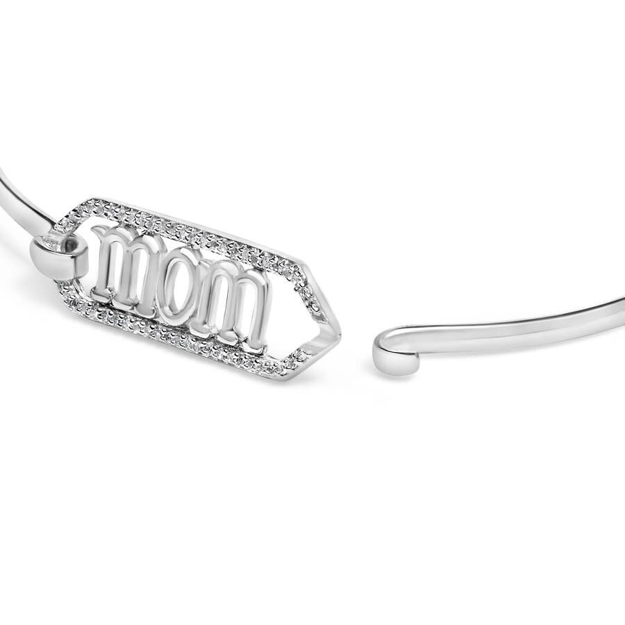 Haus Of Brilliance .925 Sterling Silver 1/5 Cttw Diamond Mom Bangle Bracelet In Silver