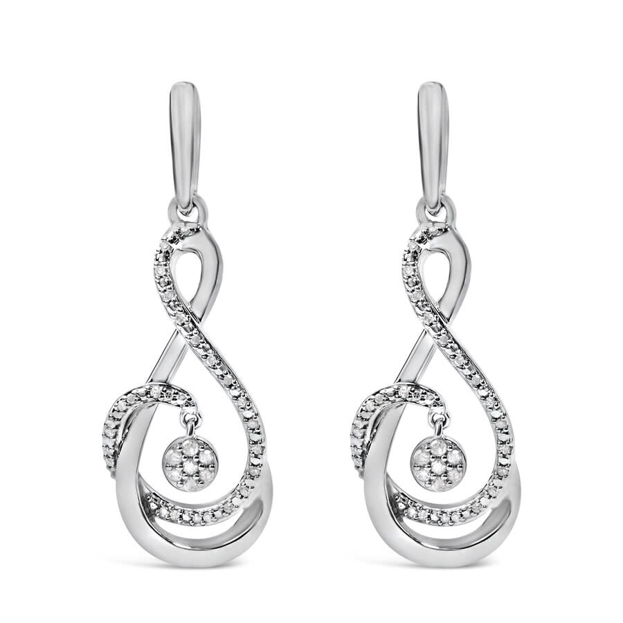 Haus Of Brilliance .925 Sterling Silver 1/6 Cttw Diamond Spiral Twist Drop And Dangle Earrings In White