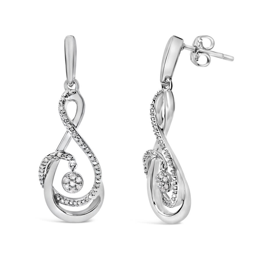 Haus Of Brilliance .925 Sterling Silver 1/6 Cttw Diamond Spiral Twist Drop And Dangle Earrings In White