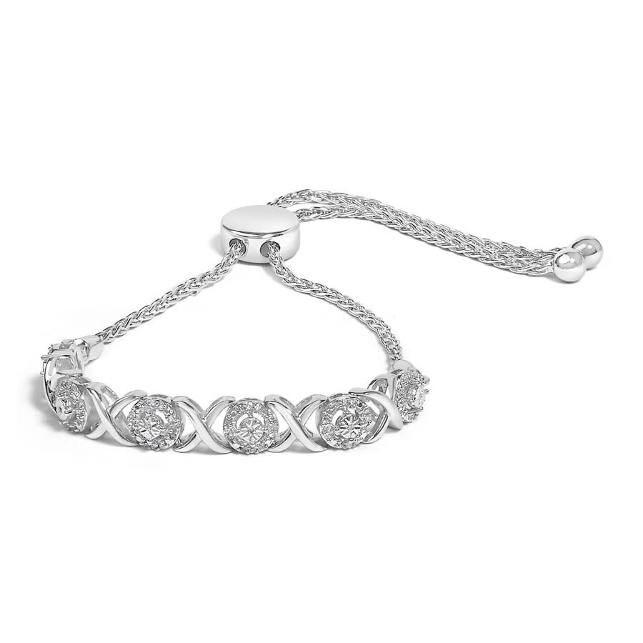 Haus Of Brilliance .925 Sterling Silver 1/6 Cttw Diamond X And O Bolo Bracelet In Silver