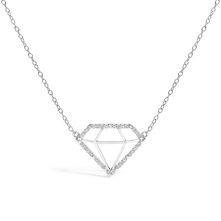 Haus Of Brilliance .925 Sterling Silver 1/7 Cttw Lab Grown Diamond Diamond Shaped Pendant Necklace -