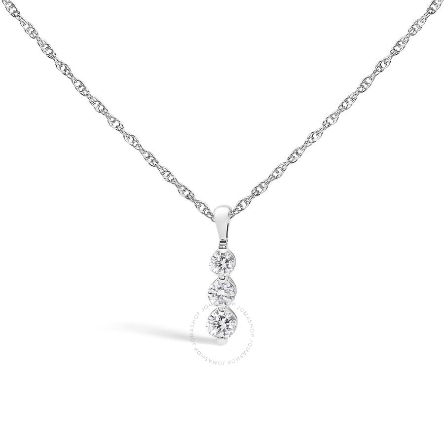 Haus Of Brilliance .925 Sterling Silver 1/7 Cttw Lab Grown Diamond Three Stone Diamond Pendant Neckl In White