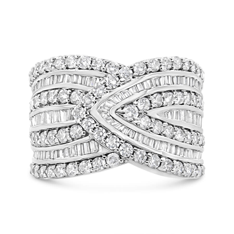 Haus Of Brilliance .925 Sterling Silver 2 3/8 Cttw Diamond Multi Row Overlay Band Ring- Size 9 In White