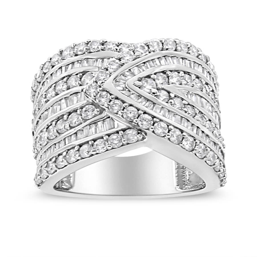 Haus Of Brilliance .925 Sterling Silver 2 3/8 Cttw Diamond Multi Row Overlay Band Ring- Size 9 In White