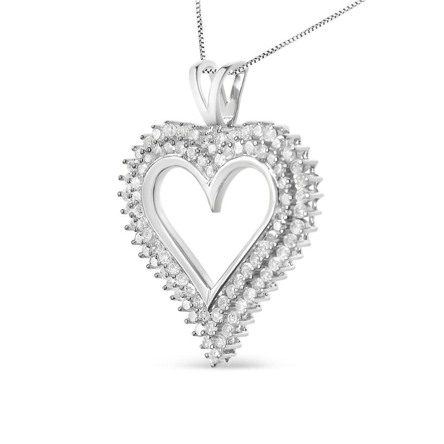 Haus Of Brilliance .925 Sterling Silver Diamond Heart 18" Pendant Necklace In White