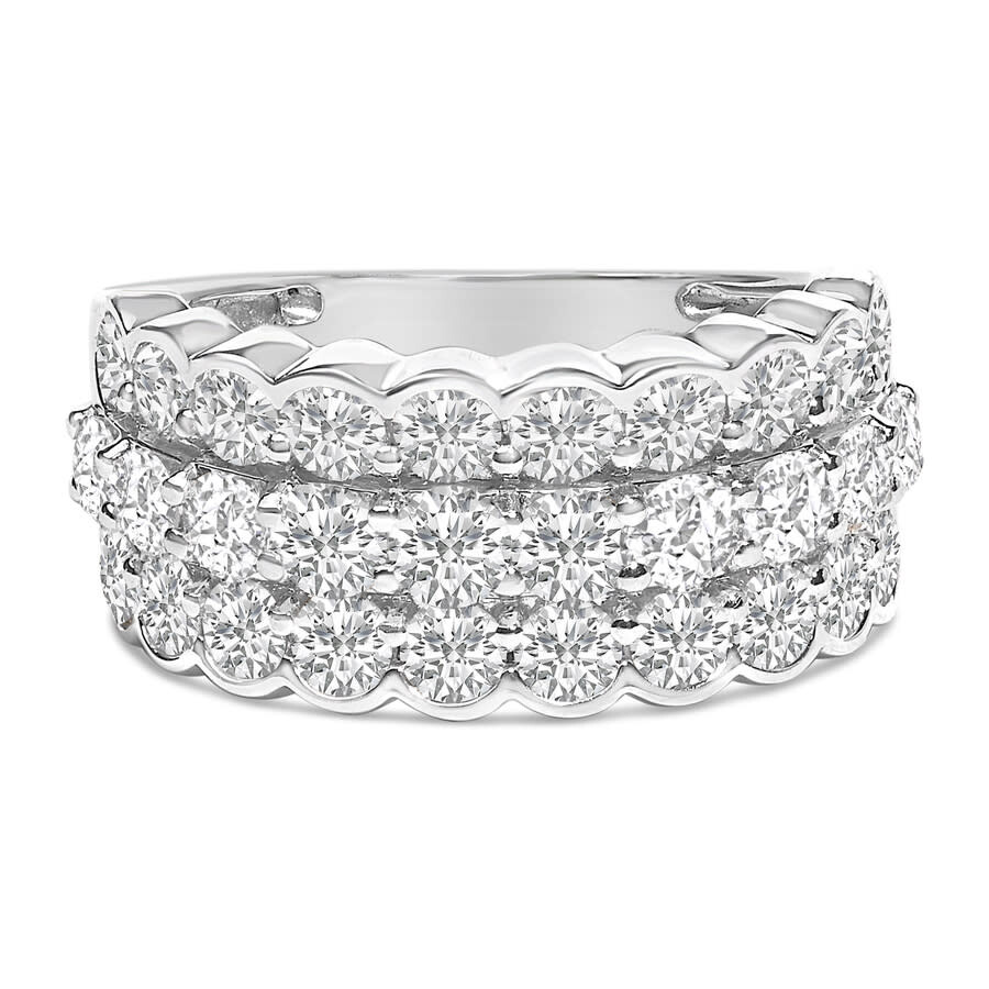 Haus Of Brilliance .925 Sterling Silver 3.0 Cttw Lab Grown Diamond 3 Row Band Ring (f-g Color In White