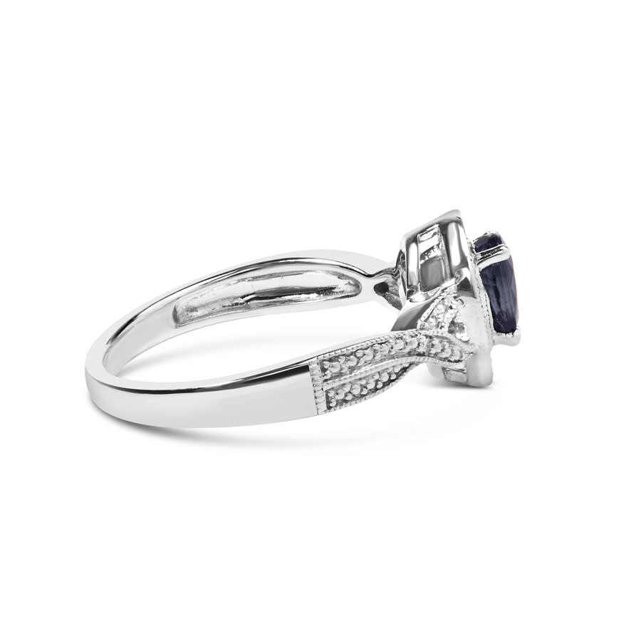 Haus Of Brilliance .925 Sterling Silver 6x4mm Pear Sapphire Gemstone With Diamond Accent Fashion Hal In White