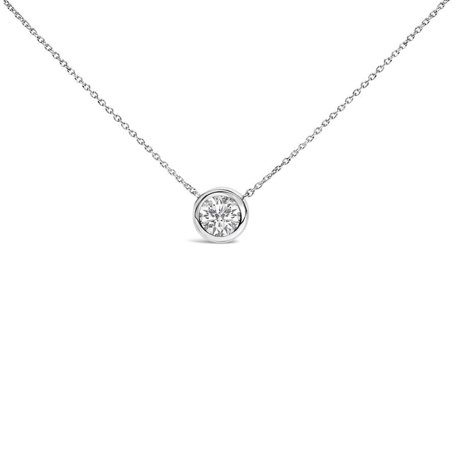 Haus Of Brilliance .925 Sterling Silver 7mm Bezel Set Created White Sapphire Pendant Necklace - 18" In White