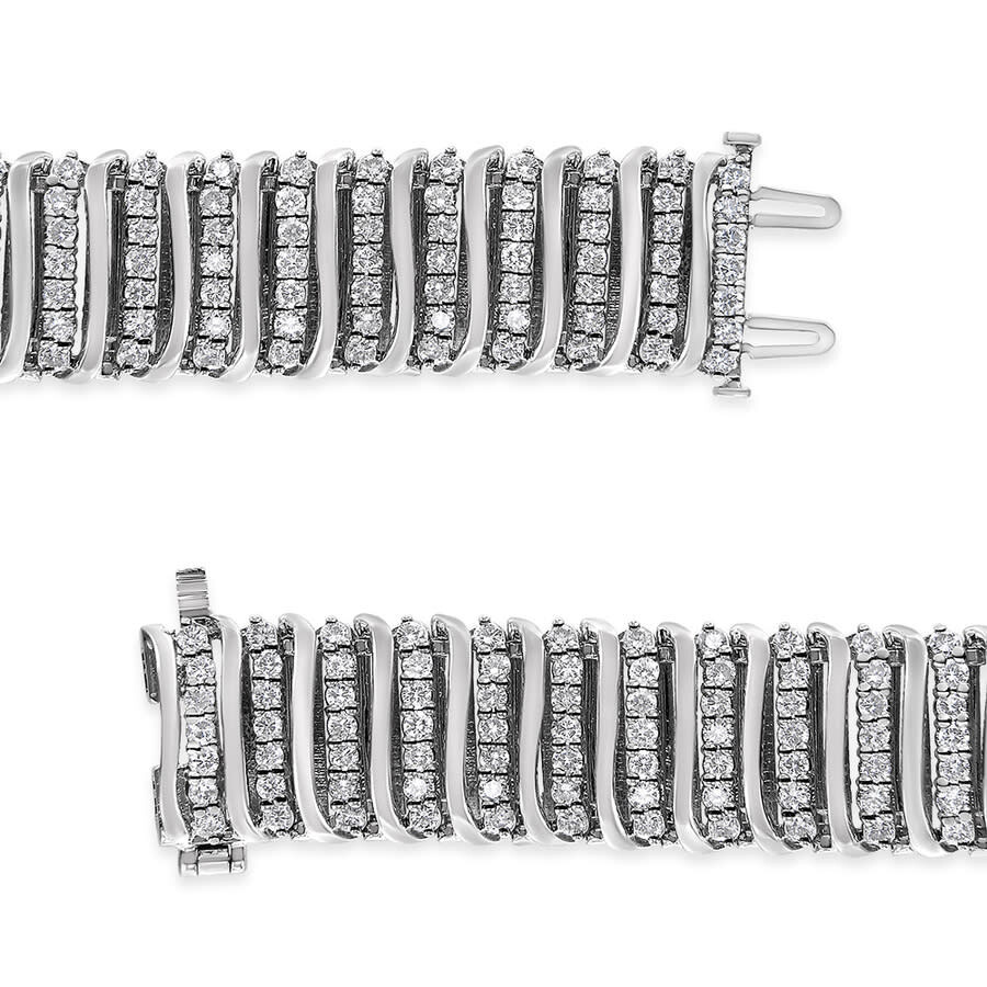 Haus Of Brilliance .925 Sterling Silver 8 1/2 Cttw Diamond 7 Row Chevron "s" Curved Link Tennis Bracelet In White