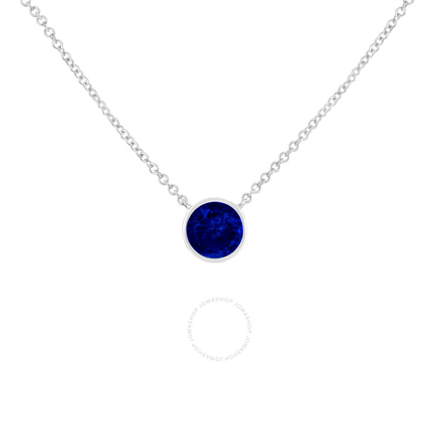 925 Sterling Silver Round Blue Sapphire & Rainbow Circle Pendant Necklace 925 Sterling Silver Round Blue Sapphire & Rainbow Circle Pendant Necklace