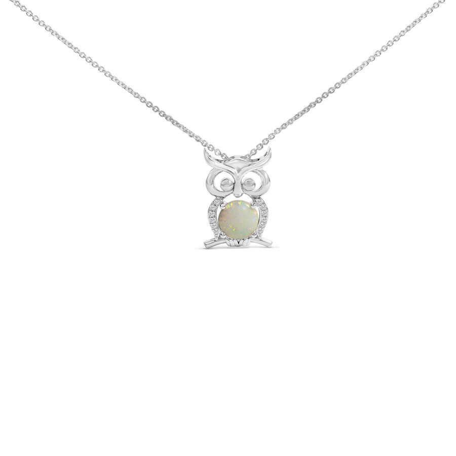 Haus Of Brilliance .925 Sterling Silver Created Opal And Sapphire Pendant Necklace In Silver