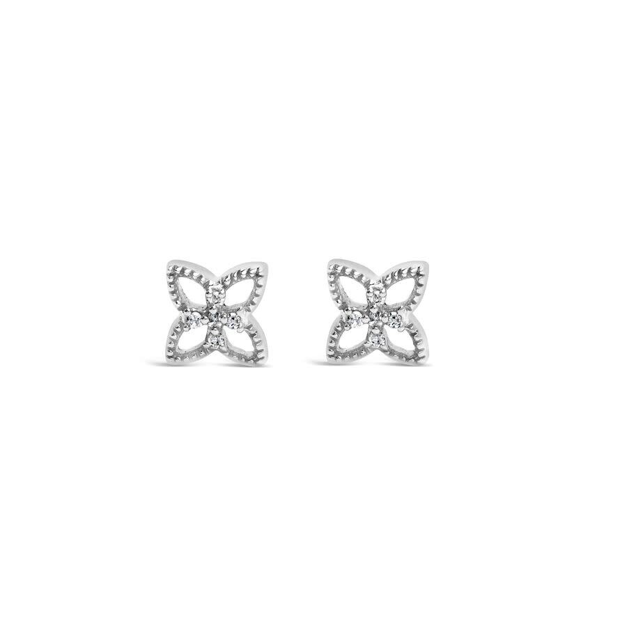 Haus Of Brilliance 925 Sterling Silver Diamond Accent 4 Petal Flower Stud Earring (h-i Color