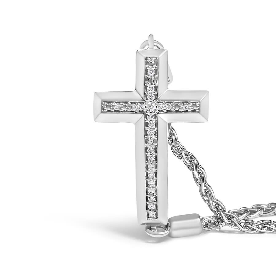Haus Of Brilliance .925 Sterling Silver Diamond Accent Cross Bolo Bracelet (i-j Color In White