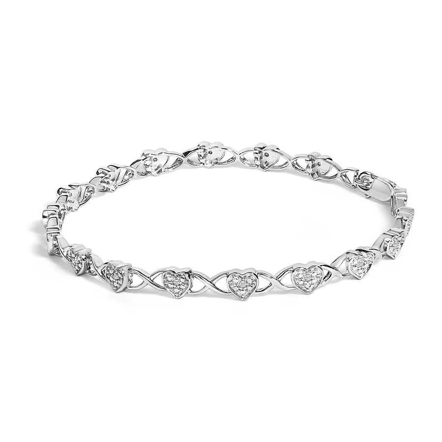 Haus Of Brilliance .925 Sterling Silver Diamond Accent Heart Link Bracelet (i-j Color