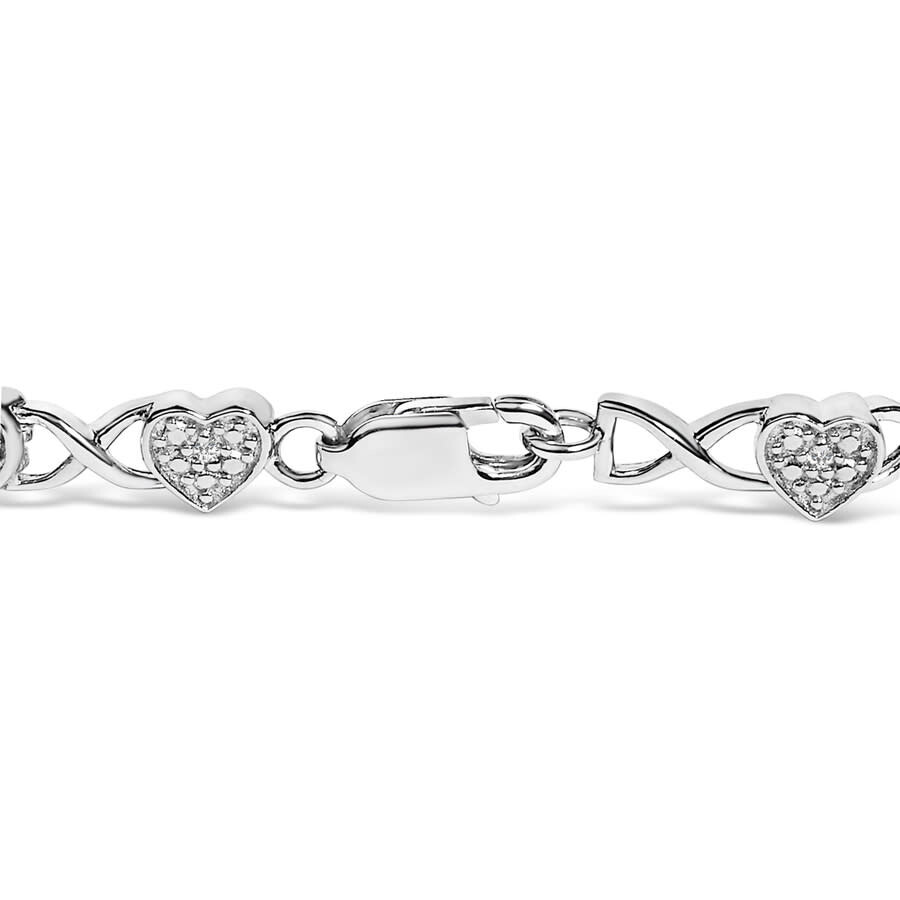 Haus Of Brilliance .925 Sterling Silver Diamond Accent Heart Link Bracelet (i-j Color
