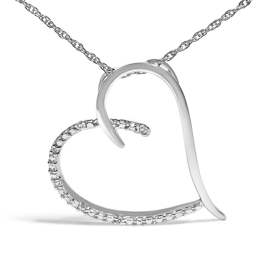 Haus Of Brilliance .925 Sterling Silver Diamond Accent Open Heart Slide Pendant Necklace