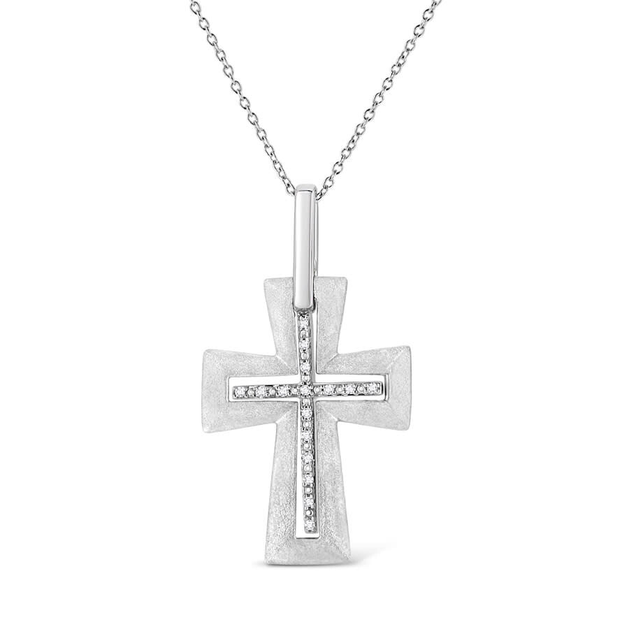 Haus Of Brilliance .925 Sterling Silver Prong-set Diamond Accent Bold Cross 18" Pendant Necklace (i- In White