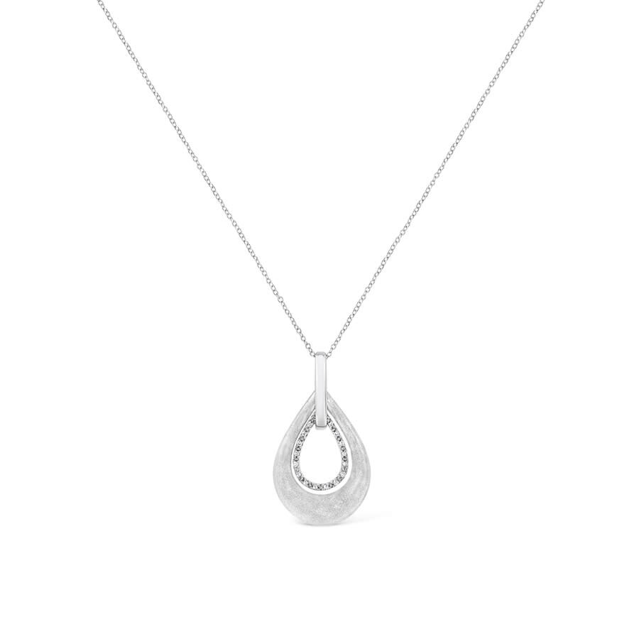 Haus Of Brilliance .925 Sterling Silver Prong-set Diamond Accent Fashion Double Drop Design 18" Pend In White