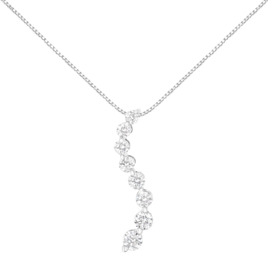 Diamond Heart Necklace 2 ct tw Round/Baguette 14K White Gold