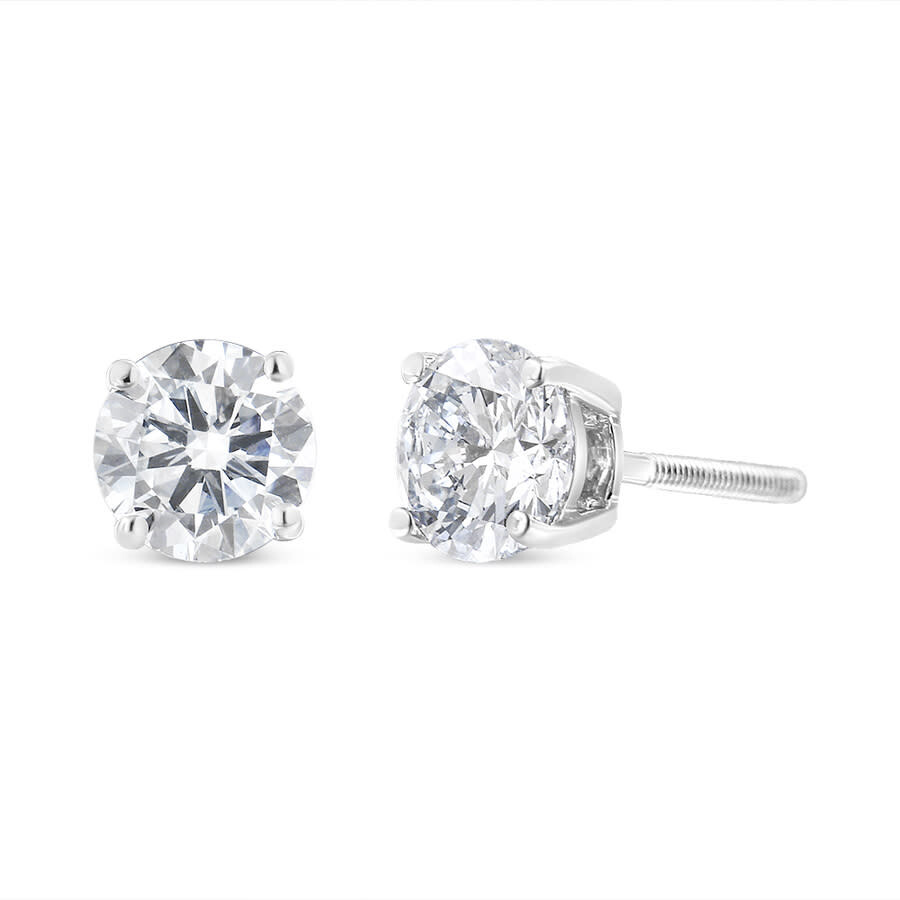 Haus Of Brilliance 14k White Gold 3.0 Cttw 4-prong Set Brilliant Round-cut Solitaire Lab Grown Diamond Screwback Stud E In White