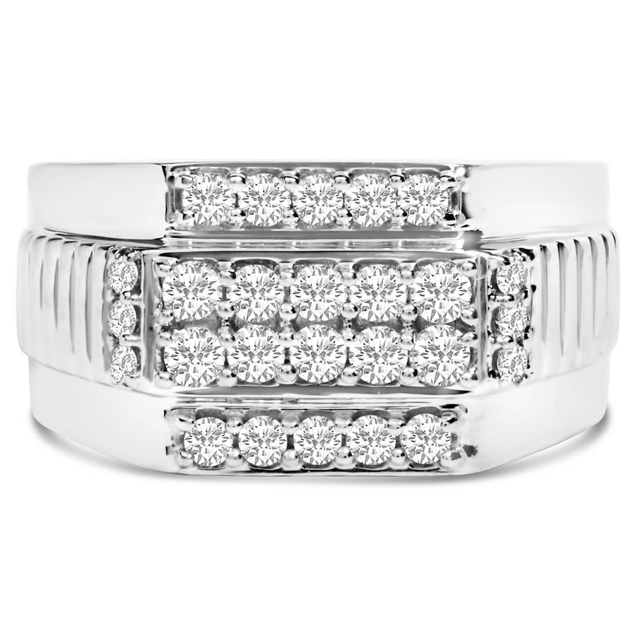Haus Of Brilliance Men's .925 Sterling Silver 1.00 Cttw Diamond Multi Row Band Ring In White