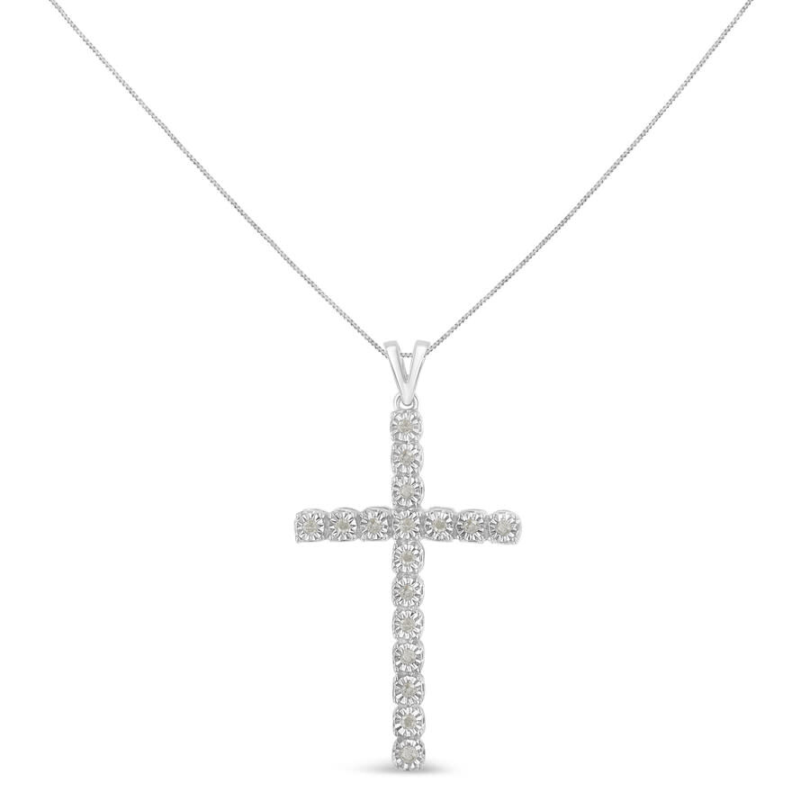Haus Of Brilliance Sterling Silver 1/4ct Tdw Diamond Cross Pendant Necklace (i-j In White