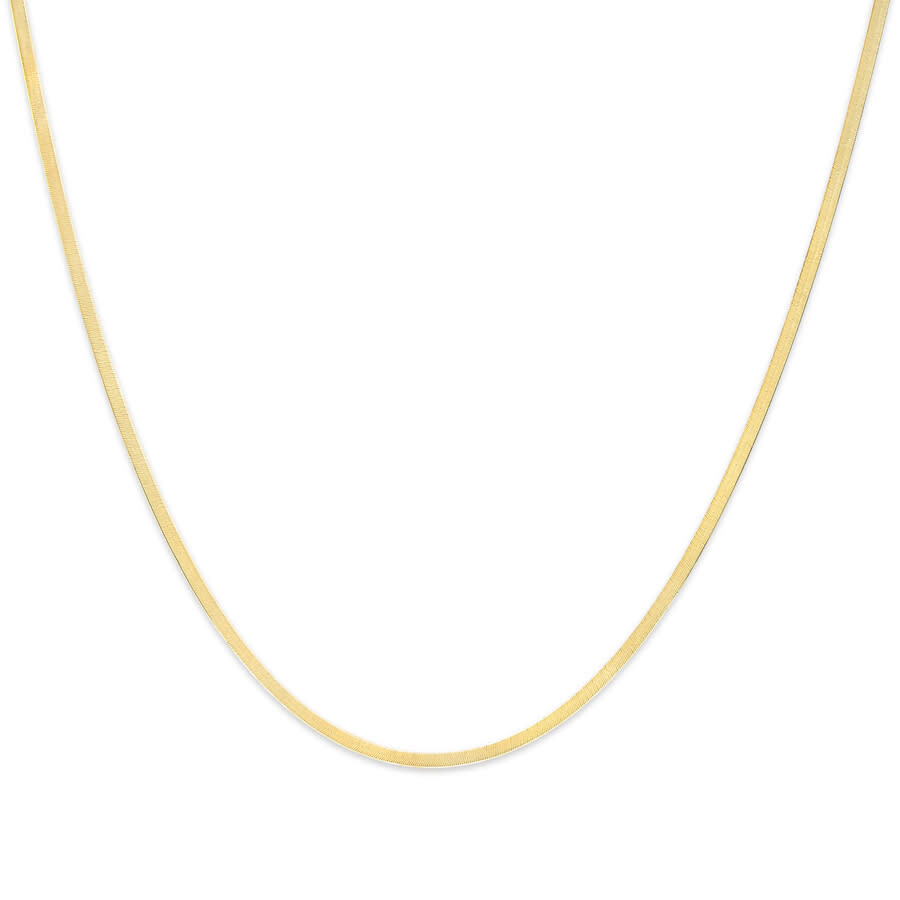 Haus Of Brilliance Unisex Solid 14k Gold 2.8mm Imperial Herringbone Chain Necklace In Yellow