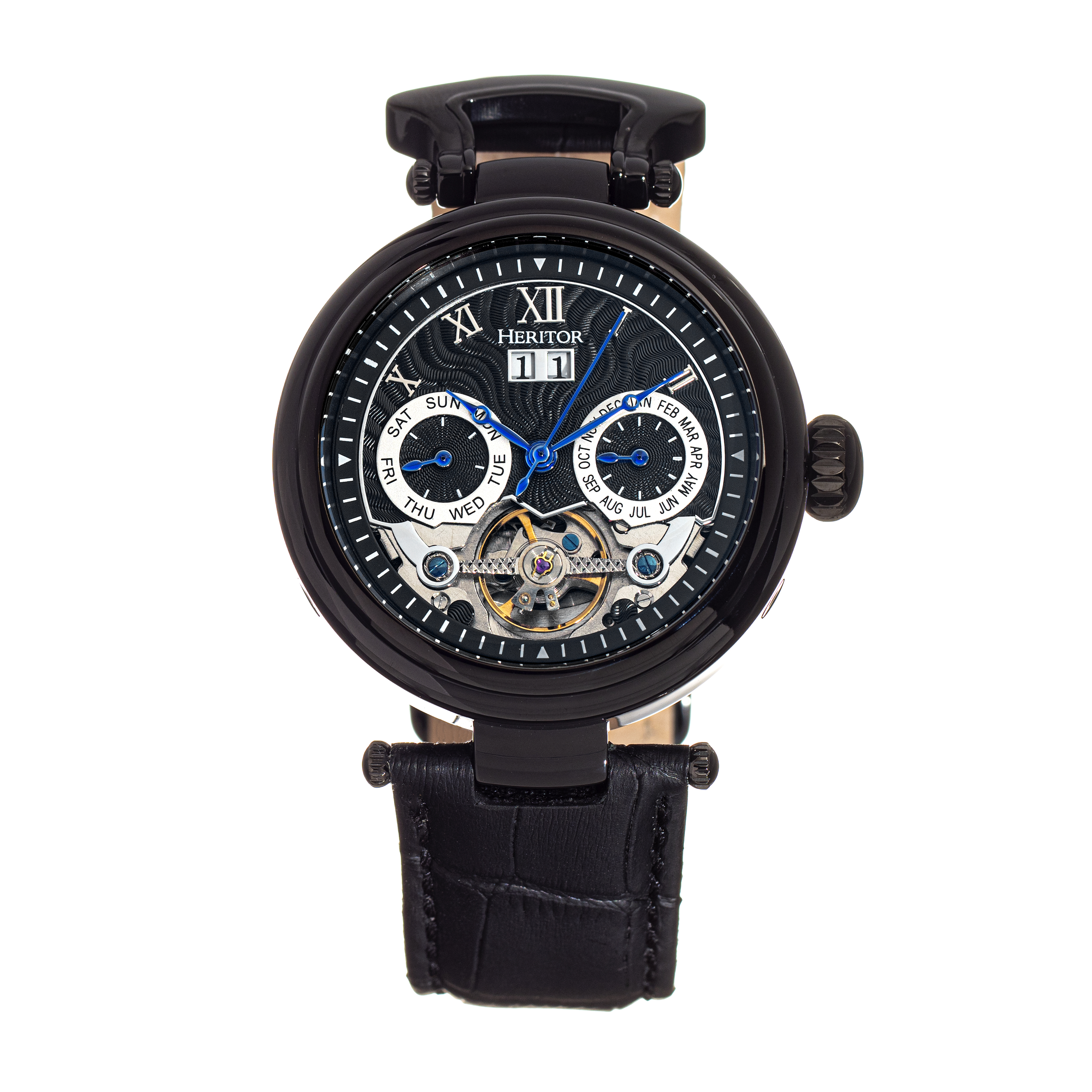 Heritor Ganzi Automatic Multi-Function Black Dial Men's Watch HR3307