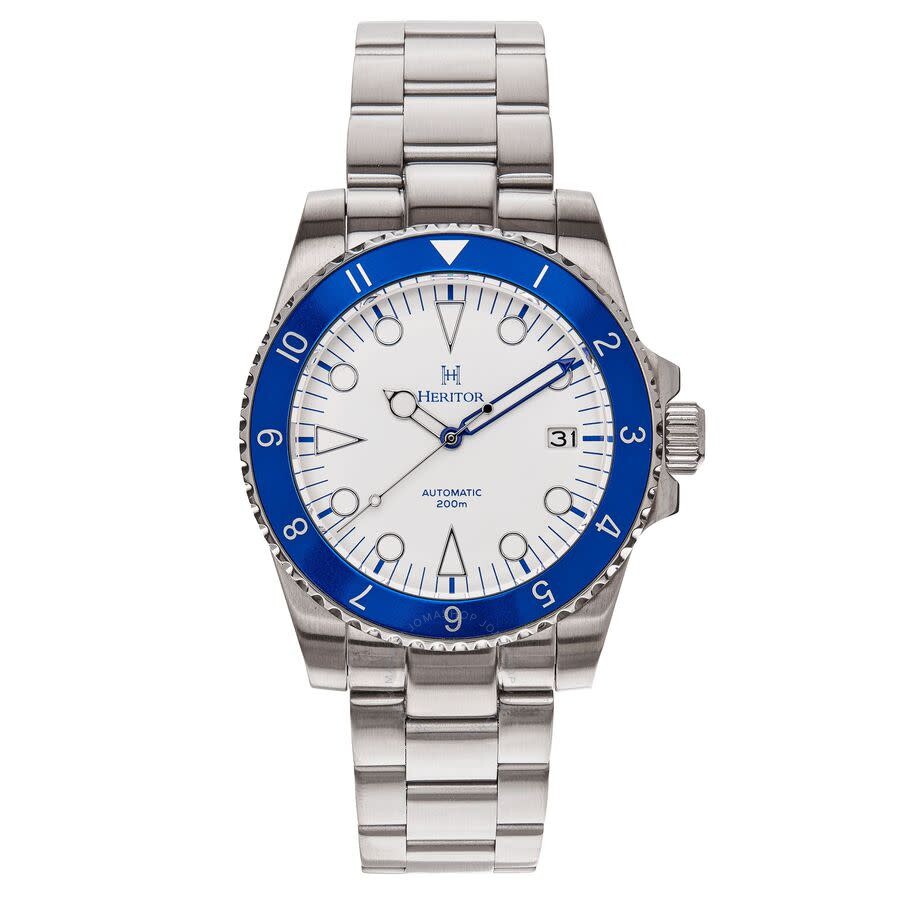 Shop Heritor Luciano Automatic White Dial Men's Watch Herhs1503 In Blue / White