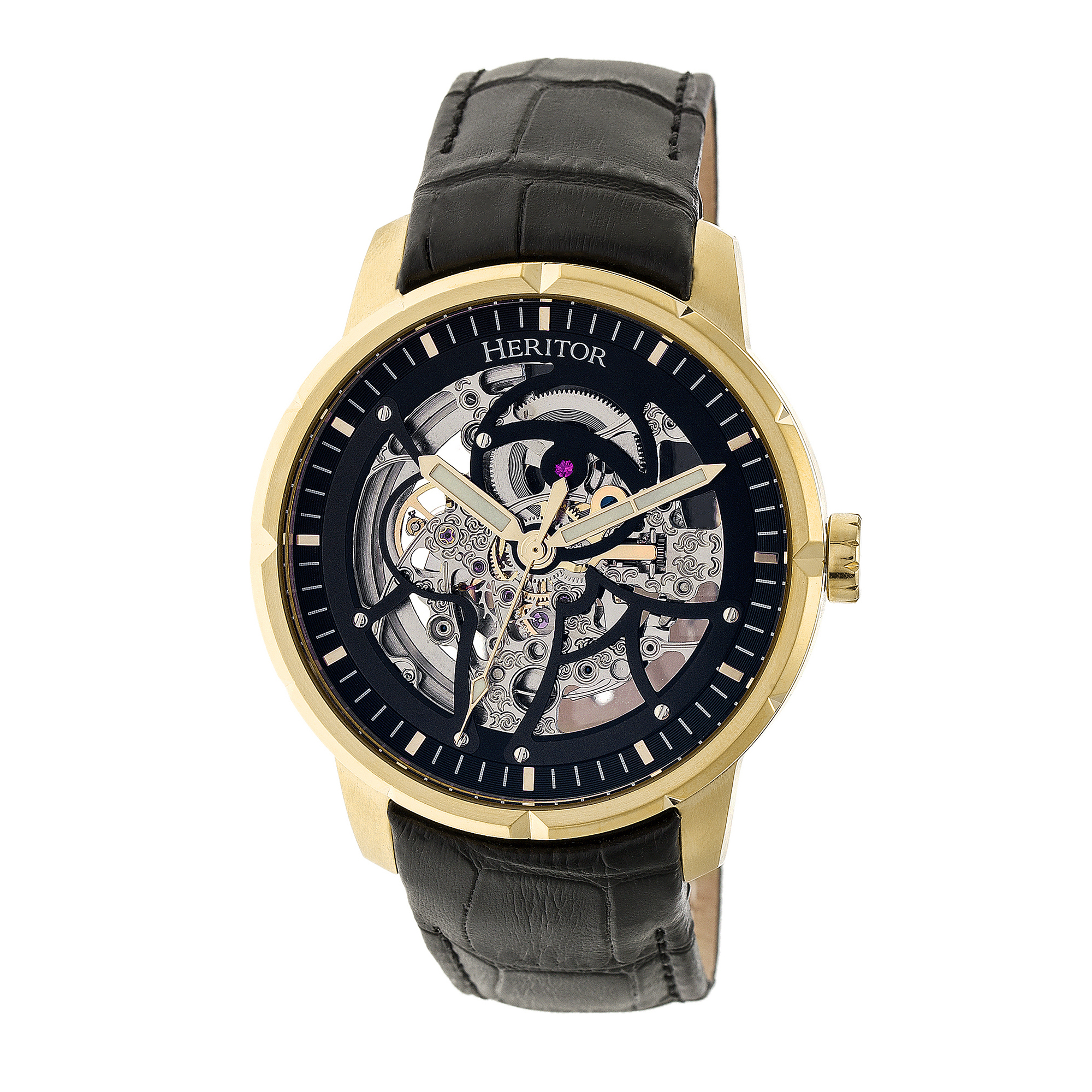 Heritor Ryder Automatic Black Skeleton Dial Men's Watch HR4604