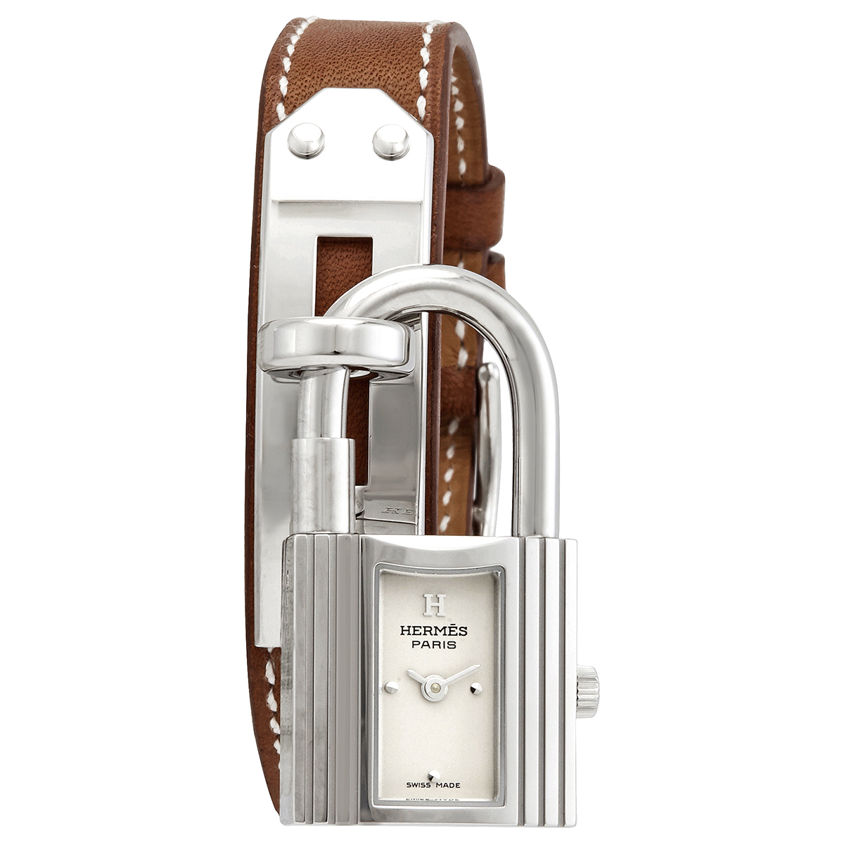 Hermes Kelly Quartz Silver Dial Brown Leather Ladies Watch