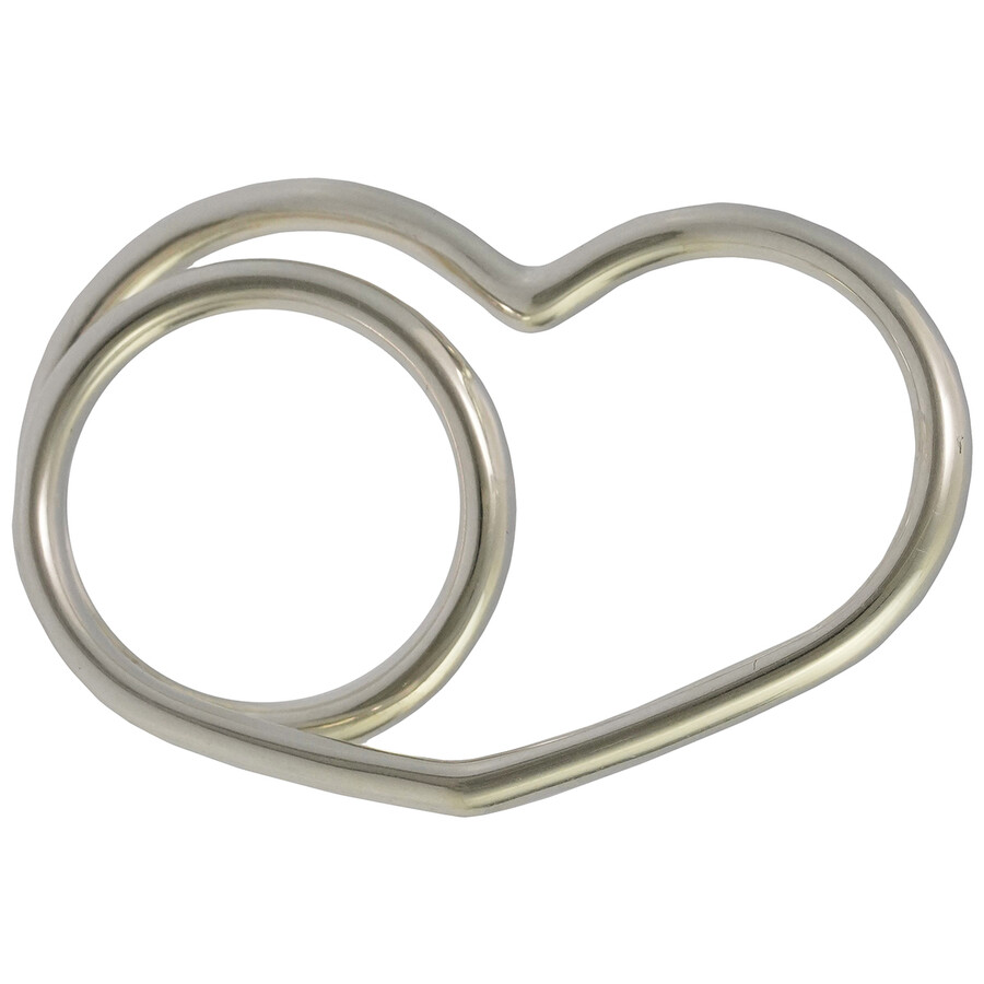 Pre-owned Hermes Vertige Coeur Double Ring In Silver Tone