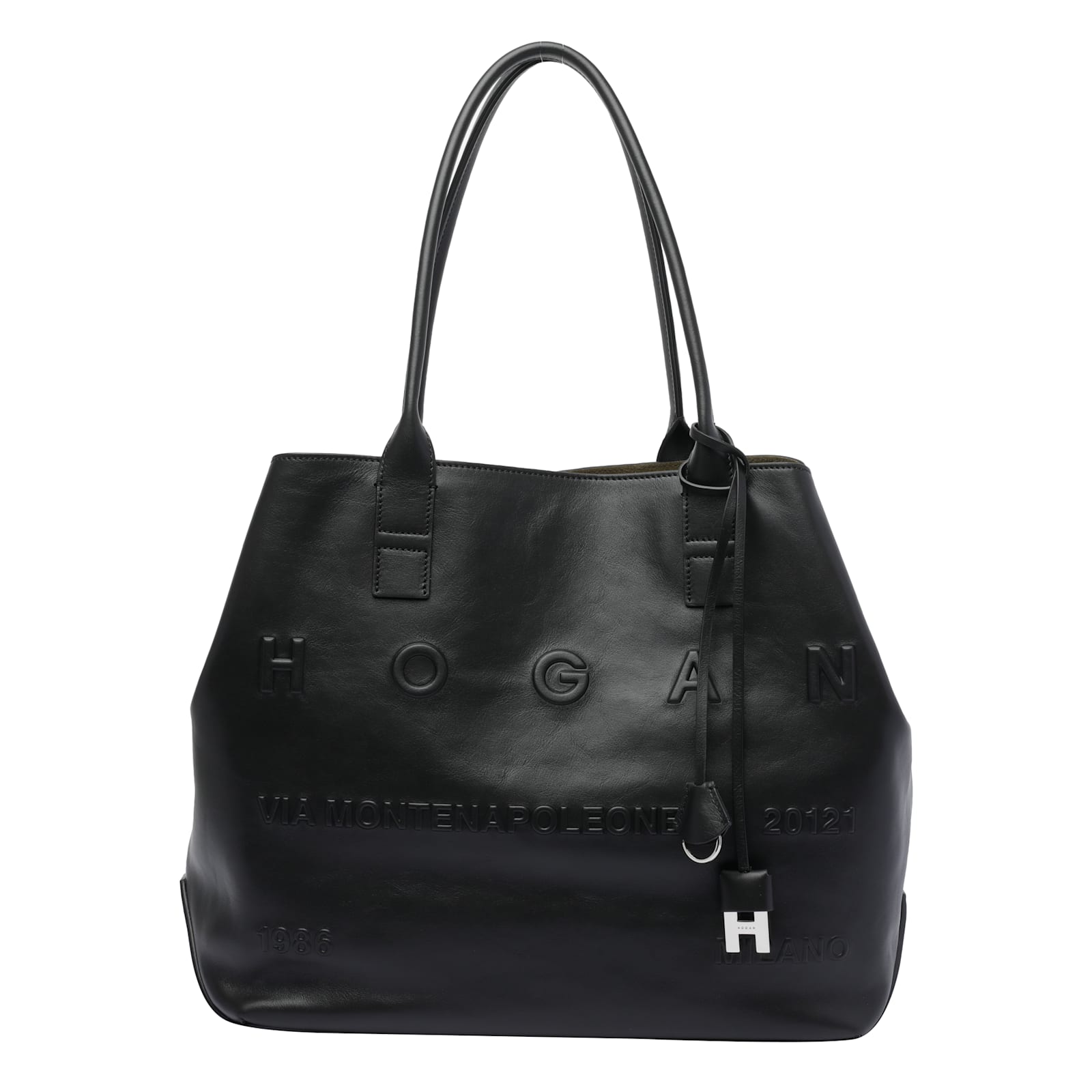 Hogan Script Medium Shopping Bag KBW01TA0300TZP_B999 - Handbags - Jomashop