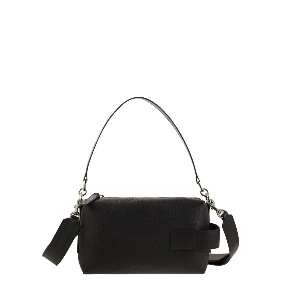 Hogan Script Mini Leather Top Box In Black