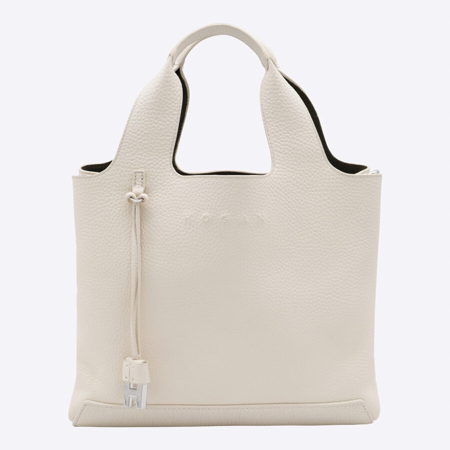 Hogan Leather Textured Top Handle Detachable Strap In White
