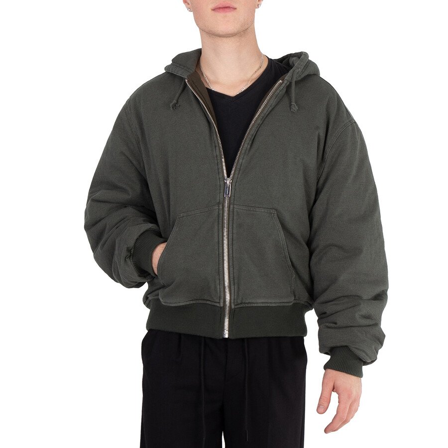 Holzweiler Men's Dark Green Loken Padded Zip Hoodie, Size Small