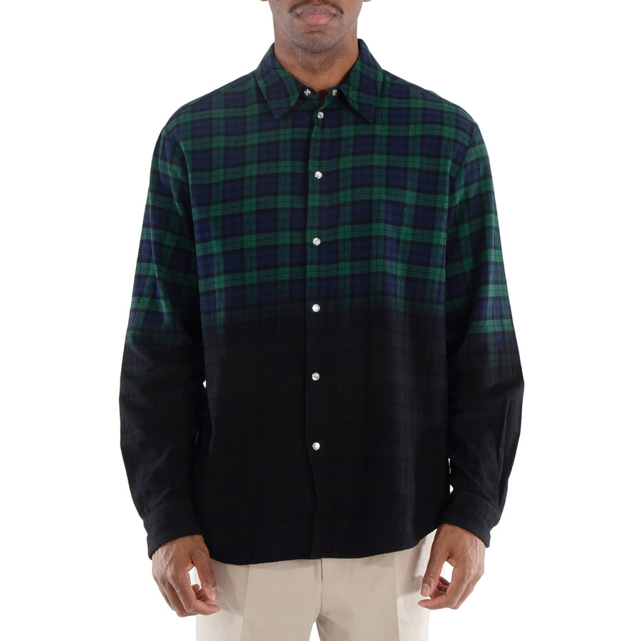 Holzweiler Men's Dk. Blue Mix Elja Dye Check Shirt, Size