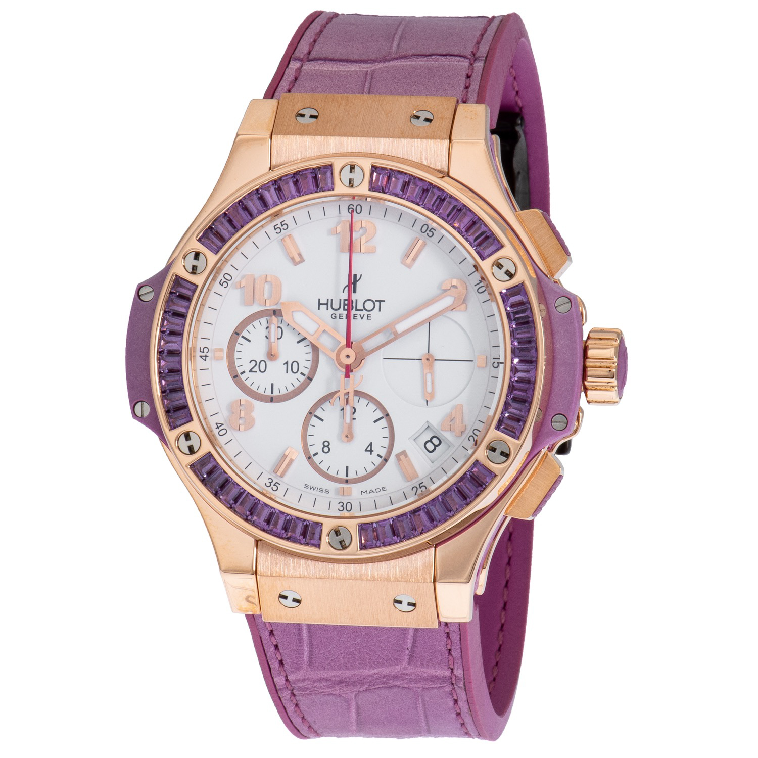 Big Bang Gold Tutti Frutti White Dial Rose Gold Amethyst Ladies Watch