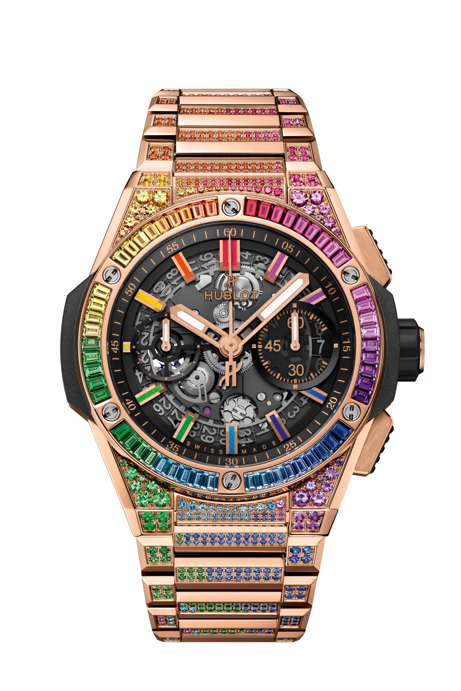 Big Bang Integrated King Gold Rainbow Chronograph Automatic Watch