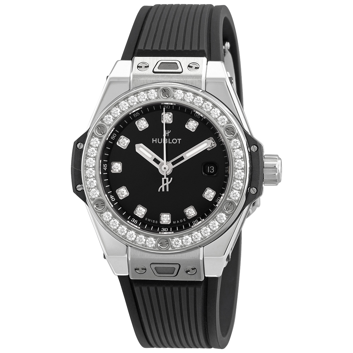 Hublot Big Bang One Click Steel Diamonds Automatic Black Dial Ladies Watch 485.SX.1270.RX.1204